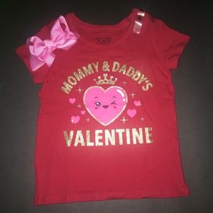 Children's Place Valentine's Day Shirt + Handmade Hairbow-3T-NEW